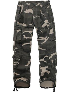 Baggy Camo Cargo Pants for Women | Tactical Straight Leg Y2K Work Trousers, 9